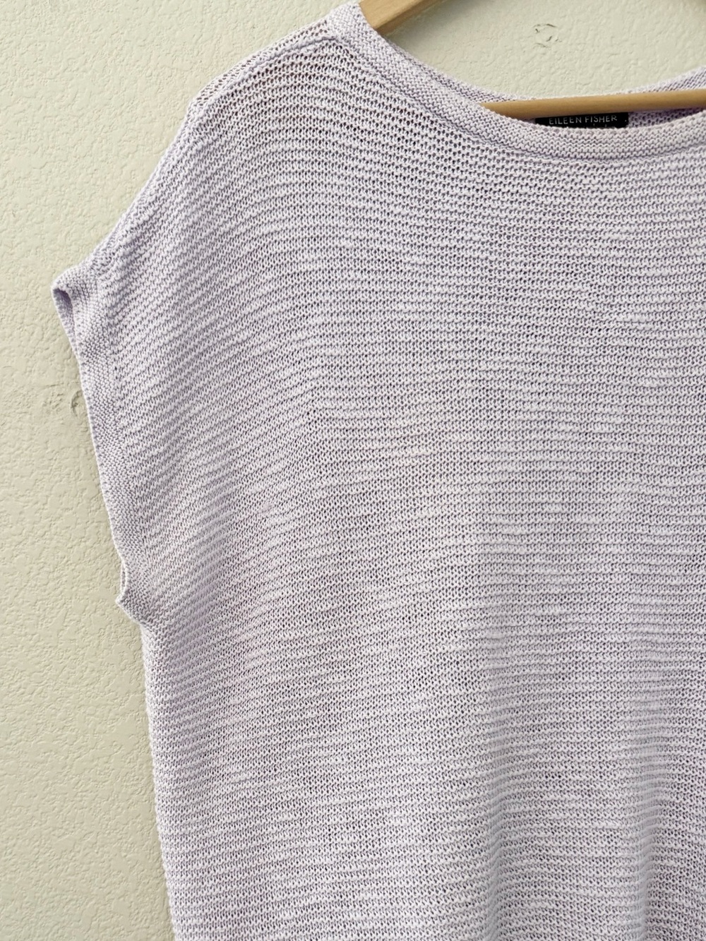 Eileen Fisher Organic Linen Cotton Slub Box Top Med Lilac Knit Casual Coastal - Picture 9 of 11
